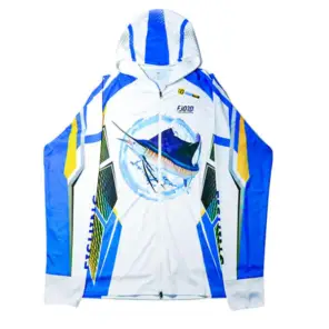 חולצת דיג מודפסת עם קפוצ’ון והגנת UV