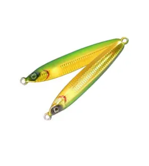 ג'יג מתכתי Xesta Scramble Turbo SLJ 80g זהב-ירוק – דמוי ג'יג מומלץ לדיג דגים טורפים בים בישראל | חנות דיג BABAJIG בתל אביב