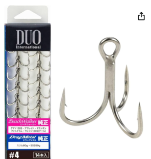DUO SW treble hook size 4 for saltwater fishing professional grade