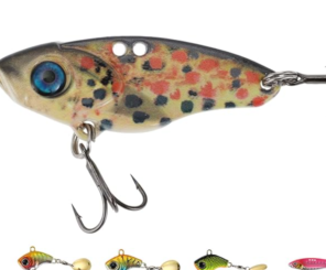 Metal Vibe cicada lure in orange-dots color for predator fishing