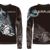 Babajig black long sleeve fishing shirt with fish print and UPF50 sun protection