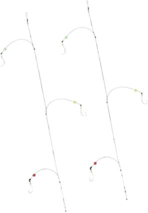 Pre-tied saltwater fishing rig with 3 hooks and steel wire leader